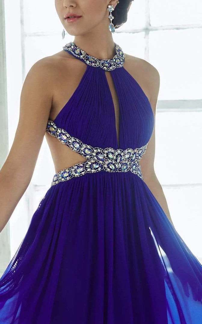 Formal Gowns Tiffany Designs - 46028 Crystal Crusted Halter Long Evening Gown With Cutouts 5 Formal Gowns Tiffany Designs - 46028 Crystal Crusted Halter Long Evening Gown With Cutouts