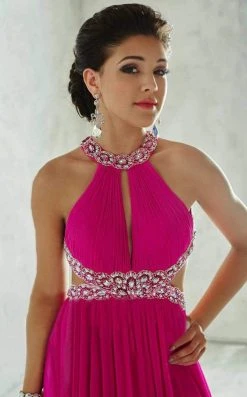Formal Gowns Tiffany Designs - 46028 Crystal Crusted Halter Long Evening Gown With Cutouts 11 Formal Gowns Tiffany Designs - 46028 Crystal Crusted Halter Long Evening Gown With Cutouts