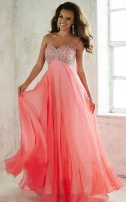 Tiffany Designs - 46048 Crystal Flourished Empire Long Evening Gown Formal Gowns