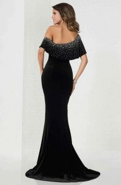 Formal Gowns Tiffany Designs - 46125 Embellished Asymmetric Velvet Trumpet Dress 8 Formal Gowns Tiffany Designs - 46125 Embellished Asymmetric Velvet Trumpet Dress