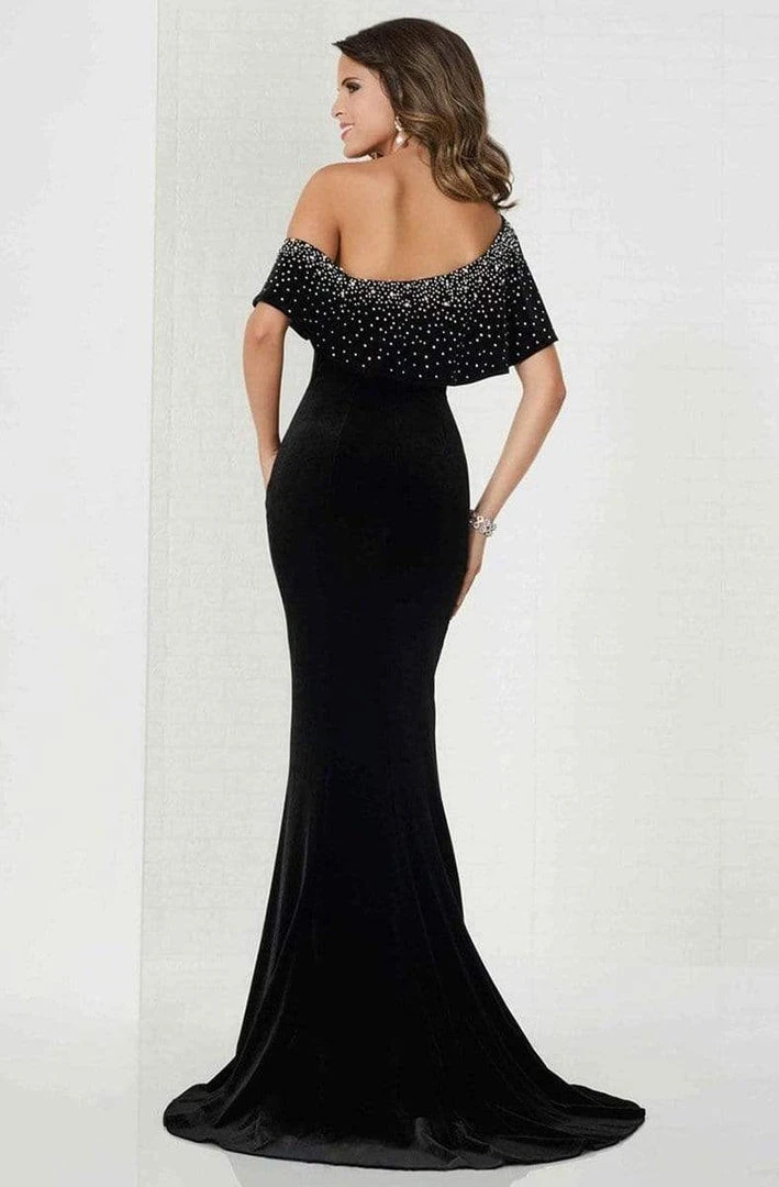 Formal Gowns Tiffany Designs - 46125 Embellished Asymmetric Velvet Trumpet Dress 4 Formal Gowns Tiffany Designs - 46125 Embellished Asymmetric Velvet Trumpet Dress