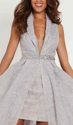 Formal Gowns Tiffany Designs - 46152 Lace Deep V-neck Dress With Detachable Jacket 7 Formal Gowns Tiffany Designs - 46152 Lace Deep V-neck Dress With Detachable Jacket