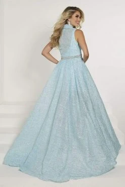 Formal Gowns Tiffany Designs - 46152 Lace Deep V-neck Dress With Detachable Jacket 9 Formal Gowns Tiffany Designs - 46152 Lace Deep V-neck Dress With Detachable Jacket