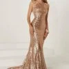 Formal Gowns Tiffany Designs Sequined Bateau Neck Trumpet Dress 16292 2 Formal Gowns Tiffany Designs Sequined Bateau Neck Trumpet Dress 16292