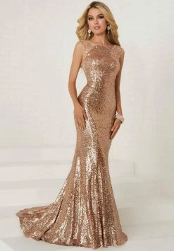Formal Gowns Tiffany Designs Sequined Bateau Neck Trumpet Dress 16292