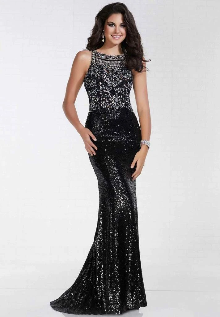 Formal Gowns Tiffany Designs - Sequined Halter Sheath Evening Gown 16298 - 1 Pc Black In Size 4 Available 3 Formal Gowns Tiffany Designs - Sequined Halter Sheath Evening Gown 16298 - 1 Pc Black In Size 4 Available