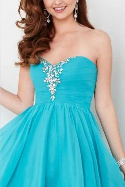 Cocktail Dresses Tiffany Homecoming - 27017 Jewel Decked Pleated Bodice Chiffon Dress