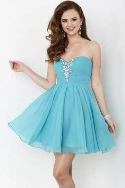 Cocktail Dresses Tiffany Homecoming - 27017 Jewel Decked Pleated Bodice Chiffon Dress