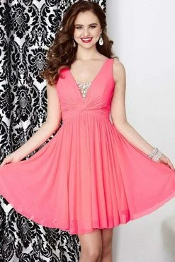 Tiffany Homecoming - 27057 Elegant V- Neckline Flowy Dress Cocktail Dresses