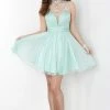 Cocktail Dresses Tiffany Homecoming - 27059 Embellished Neckline Short Chiffon Dress