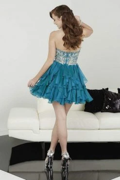Cocktail Dresses Tiffany Homecoming - 27076 Embroidered Strapless Lace Ruffled Cocktail Dress