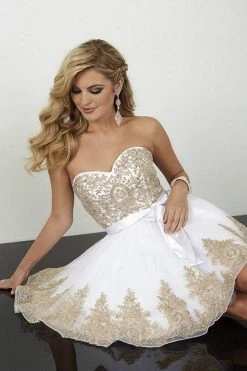 Tiffany Homecoming - 27079 Strapless Sweetheart Lace And Tulle Prom Dress