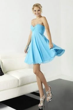 Tiffany Homecoming - 27080 Strapless Beaded Ruched Empire A Line Short Dress