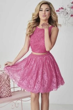Tiffany Homecoming - 27120 Short Lace A-Line Beaded Dress