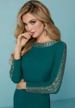 Tiffany Homecoming - 27143 Jewel-Trimmed Long Sleeve Sheath Dress 9 Tiffany Homecoming - 27143 Jewel-Trimmed Long Sleeve Sheath Dress