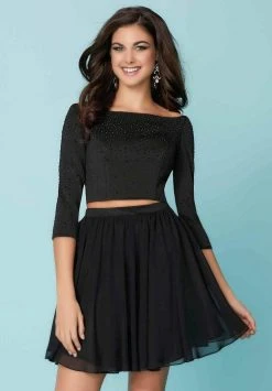 Cocktail Dresses Tiffany Homecoming - 27163 Two Piece Beaded Jersey Chiffon A-line Dress