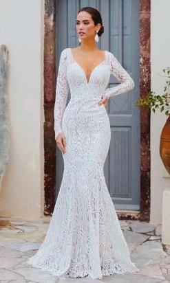 Formal Gowns Wilderly Bride By Allure Bridals - Lace Mermaid Bridal Gown F166 - 1 Pc Nude/Champagne/Ivory In Size 6 Available