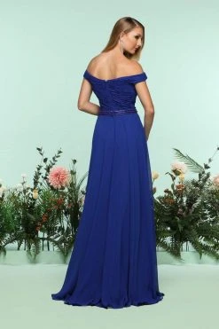 Zoey Grey Ruched Off-Shoulder Chiffon A-line Dress 31170 - 1 Pc Royal In Size 6 Available