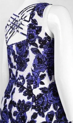 Adrianna Papell - 12249891 Strappy Floral V Neck Cocktail Dress - 1 Pc IVORY MULTI In Size 18W Available