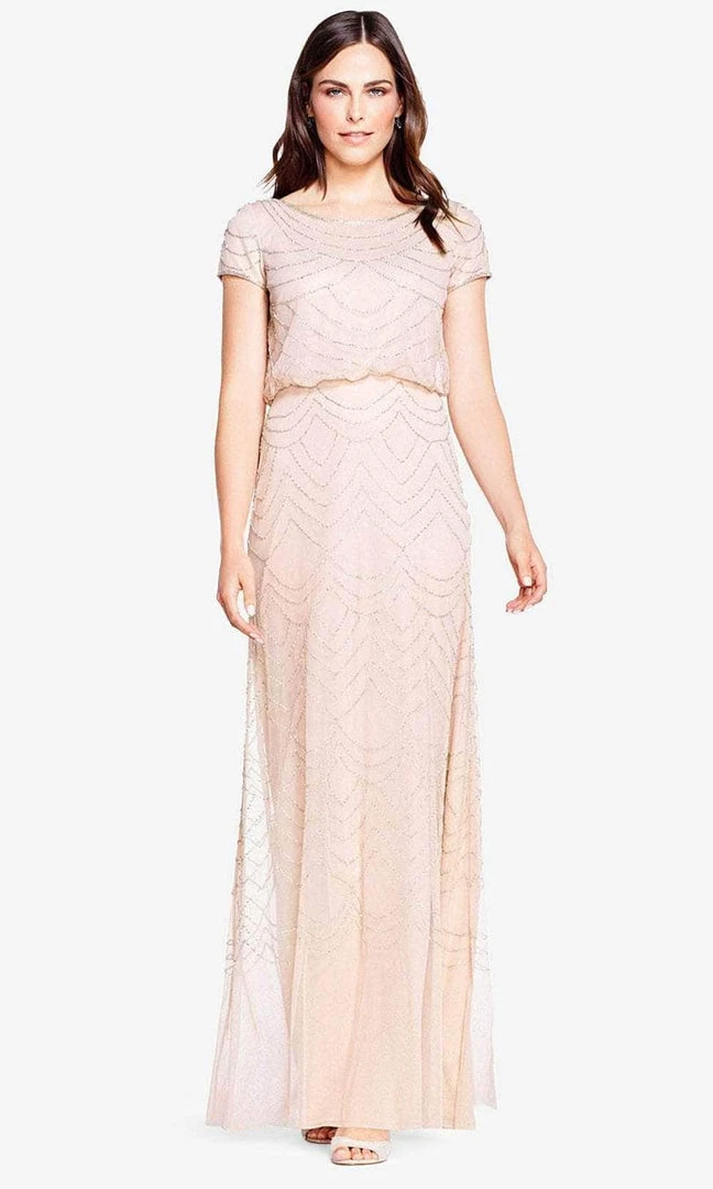 Adrianna Papell 191916100 - Cap Sleeve Beaded Mesh Evening Dress 3 Adrianna Papell 191916100 - Cap Sleeve Beaded Mesh Evening Dress