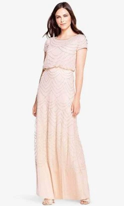 Adrianna Papell 191916100 - Cap Sleeve Beaded Mesh Evening Dress 12 Adrianna Papell 191916100 - Cap Sleeve Beaded Mesh Evening Dress