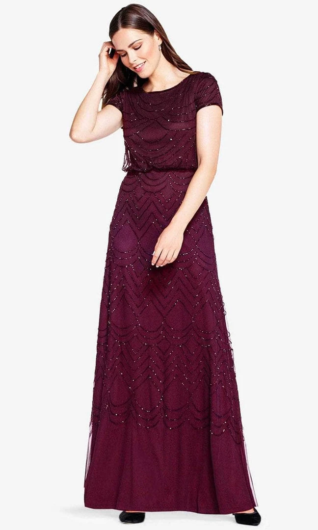 Adrianna Papell 191916100 - Cap Sleeve Beaded Mesh Evening Dress 9 Adrianna Papell 191916100 - Cap Sleeve Beaded Mesh Evening Dress