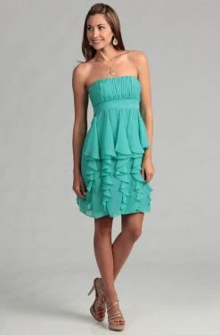 Adrianna Papell - 231M26730 Ruched Bodice Flutter Panel Chiffon Dress.