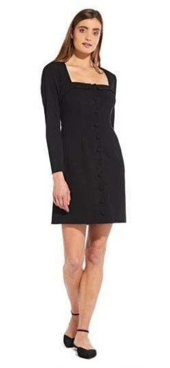 Adrianna Papell - AP1D102918 Long Sleeve Square Neck Buttoned Dress