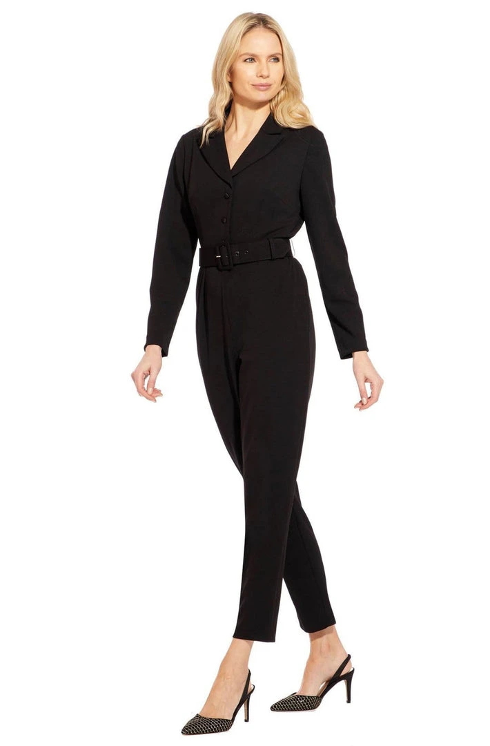 Adrianna Papell - AP1D102936 Collared V-neck Stretch Crepe Jumpsuit 5 Adrianna Papell - AP1D102936 Collared V-neck Stretch Crepe Jumpsuit