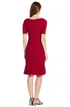 Adrianna Papell - AP1D103506 Bateau Ribbed Jersey Sheath Dress