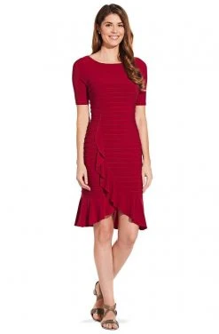 Adrianna Papell - AP1D103506 Bateau Ribbed Jersey Sheath Dress