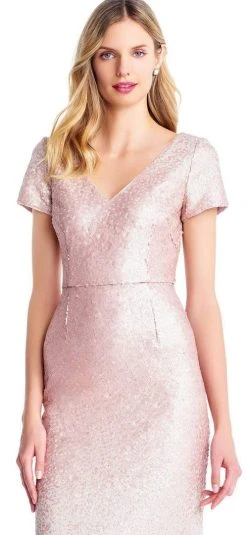 Adrianna Papell - AP1E203460 Sequin Embellished V-Neck Dress