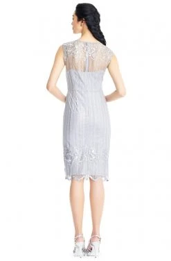 Adrianna Papell - AP1E203525 Embellished Knee Length Fitted Dress