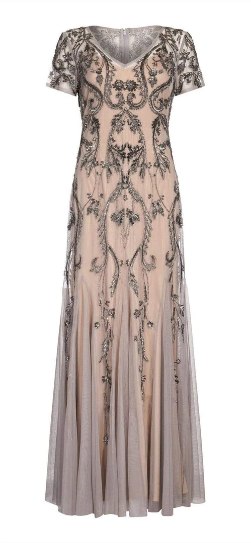 Adrianna Papell - AP1E204586 Embellished V-neck Trumpet Dress 5 Adrianna Papell - AP1E204586 Embellished V-neck Trumpet Dress