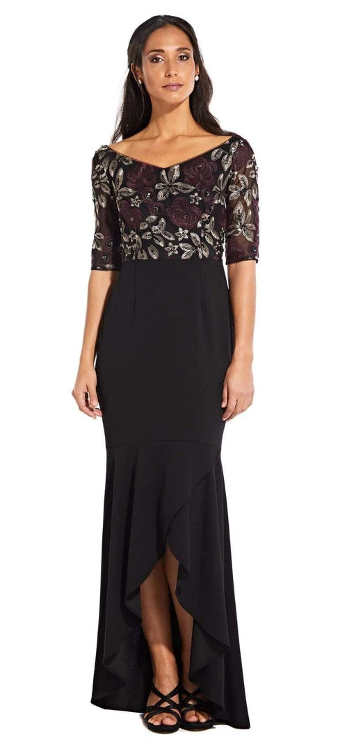 Adrianna Papell - AP1E204611 Floral V-Neck High Low Dress 3 Adrianna Papell - AP1E204611 Floral V-Neck High Low Dress