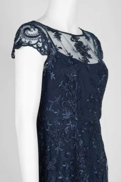 Adrianna Papell - AP1E204700 Floral Embroidered V-neck Sheath Dress