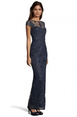 Adrianna Papell - AP1E204700 Floral Embroidered V-neck Sheath Dress