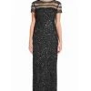 Adrianna Papell - AP1E205064 Short Sleeve Sheer Shoulders Sequin Dress 2 Adrianna Papell - AP1E205064 Short Sleeve Sheer Shoulders Sequin Dress