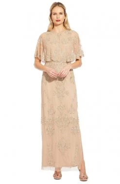Adrianna Papell - AP1E205101 Embellished Sheath Dress With Cape Jacket