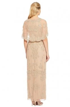 Adrianna Papell - AP1E205101 Embellished Sheath Dress With Cape Jacket