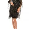 Adrianna Papell AP1E205532 - Fringed Batwing Sleeved Short Dress