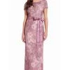 Adrianna Papell - AP1E205696 Floral Metallic Jacquard Column Dress 2 Adrianna Papell - AP1E205696 Floral Metallic Jacquard Column Dress