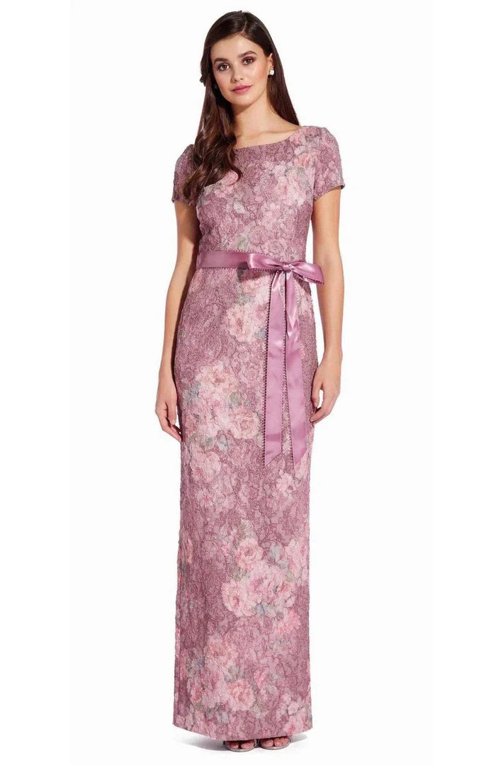 Adrianna Papell - AP1E205696 Floral Metallic Jacquard Column Dress 3 Adrianna Papell - AP1E205696 Floral Metallic Jacquard Column Dress