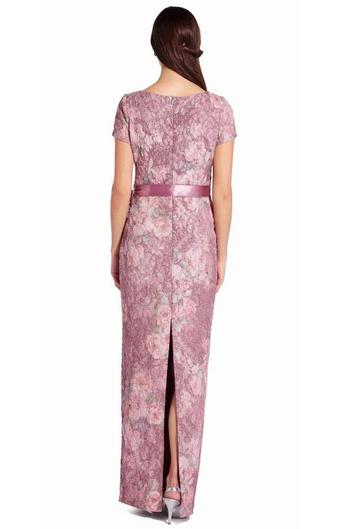 Adrianna Papell - AP1E205696 Floral Metallic Jacquard Column Dress 4 Adrianna Papell - AP1E205696 Floral Metallic Jacquard Column Dress