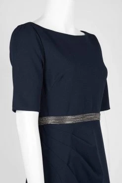 Adrianna Papell - AP1E205720 Bateau Embellished Crepe Sheath Dress