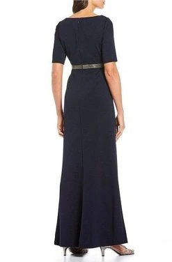 Adrianna Papell - AP1E205720 Bateau Embellished Crepe Sheath Dress