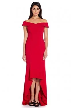 Adrianna Papell - AP1E206023 Off-Shoulder Stretch Crepe High Low Dress