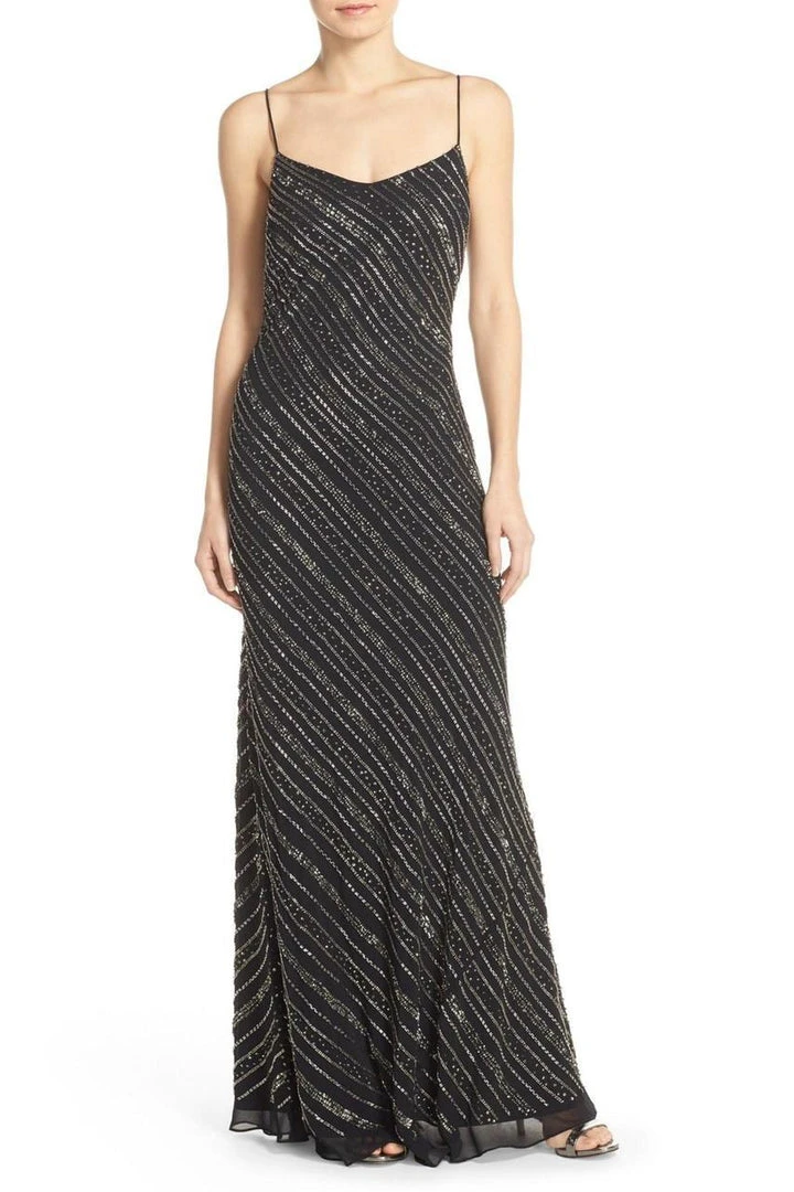 Adrianna Papell - Beaded V-Neck Dress 91925920 3 Adrianna Papell - Beaded V-Neck Dress 91925920