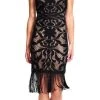 Adrianna Papell - Fringe Hemmed Lace Ornate Dress AP1D100060