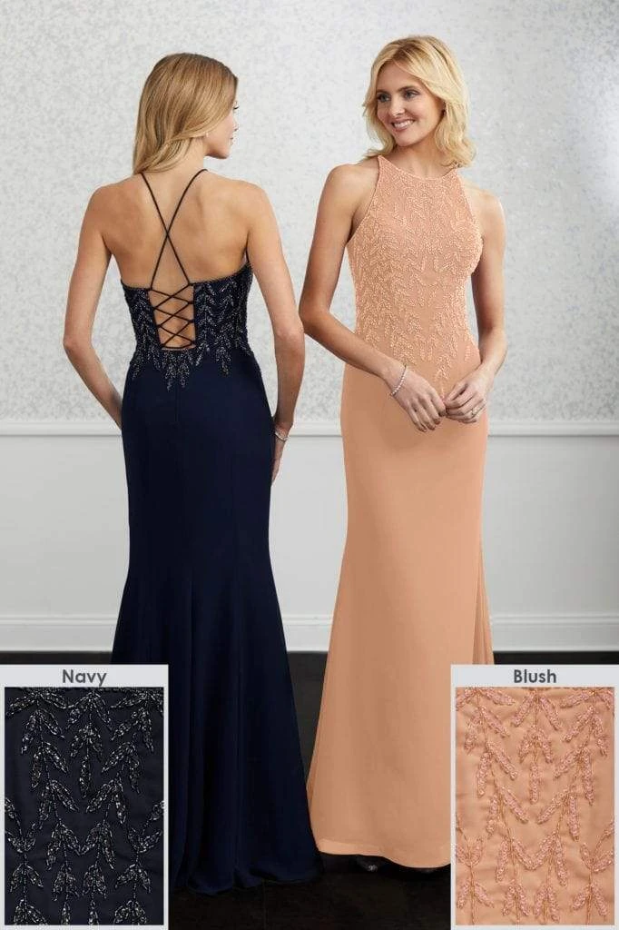 Adrianna Papell Platinum - 40216 Halter Neck Beaded Chiffon Gown 4 Adrianna Papell Platinum - 40216 Halter Neck Beaded Chiffon Gown